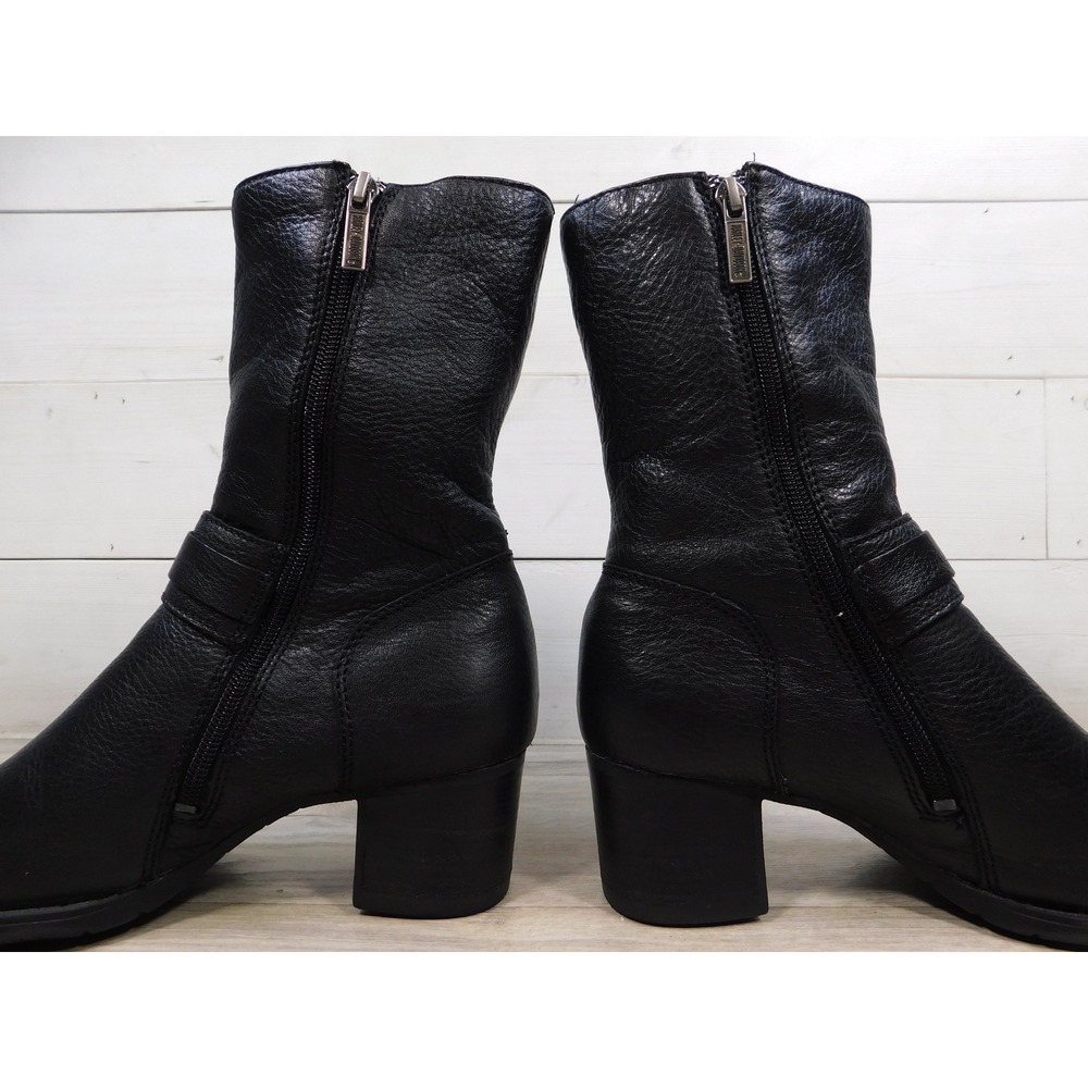 Harley Davidson Serita Black Leather Boots Womens Sz 7 Ankle Biker Moto D85041 - Picture 4 of 9